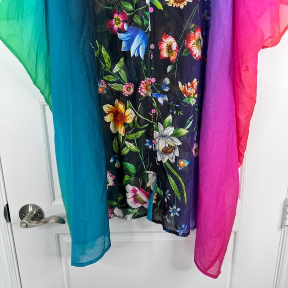 JOHNNY WAS Ombre Garden Easy Swim Coverup NEW Size S Silk Cotton Blend - Picture 3 of 12